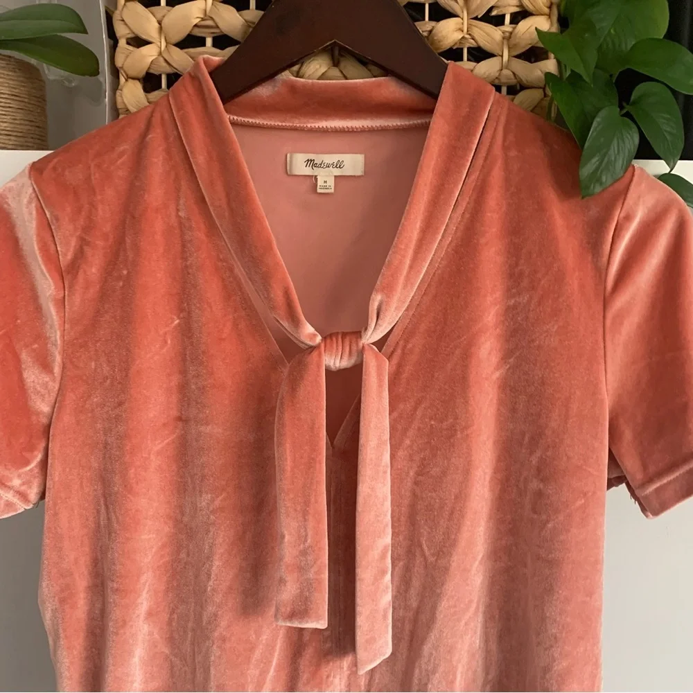 • [Madewell] Velvet Tie Neck Top • - Picture 3 of 10